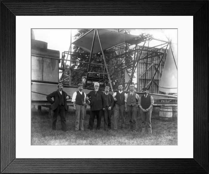 Framed Print : Sir Hiram Maxim and his first aeroplane Framed Print : Sir Hiram Maxim and his first aeroplane