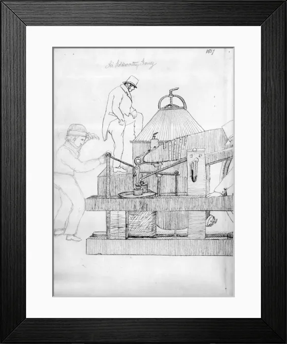 Framed Print : Cayleys Air Engine put up in the Brew House at Brompton Framed Print : Cayleys Air Engine put up in the Brew House at Brompton