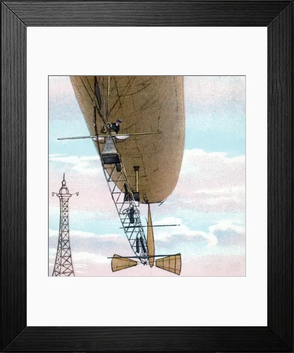 Framed Print : Painting of Santos-Dumont Airship No6 rounding Eiffel Tower Framed Print : Painting of Santos-Dumont Airship No6 rounding Eiffel Tower