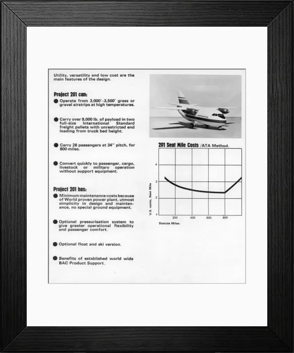 Framed Print : BAC Project 201 Utility Transport Aircraft leaflet Framed Print : BAC Project 201 Utility Transport Aircraft leaflet