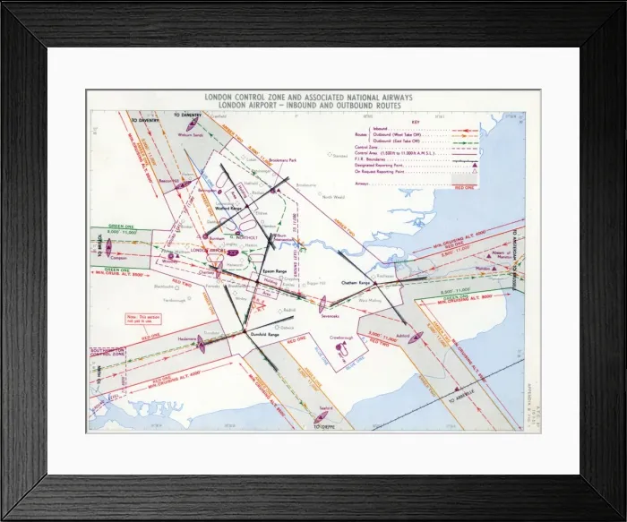 Framed Print : London control zone and associated national airways Framed Print : London control zone and associated national airways