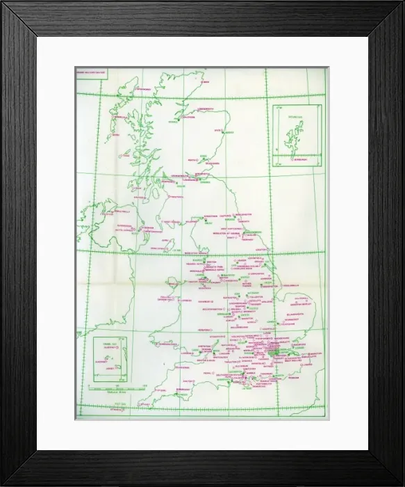 Framed Print : Map of aerodromes listed in the United Kingdom Framed Print : Map of aerodromes listed in the United Kingdom