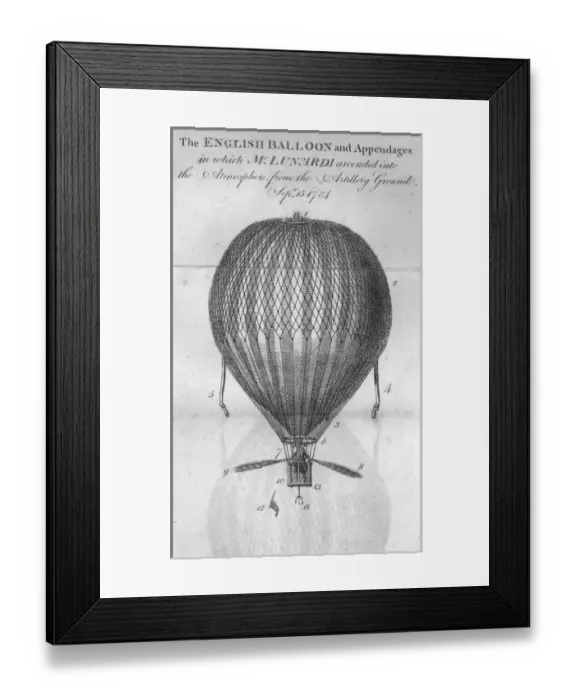 Framed Print : Plate from An Account of the First Aerial Voyage in England Framed Print : Plate from An Account of the First Aerial Voyage in England