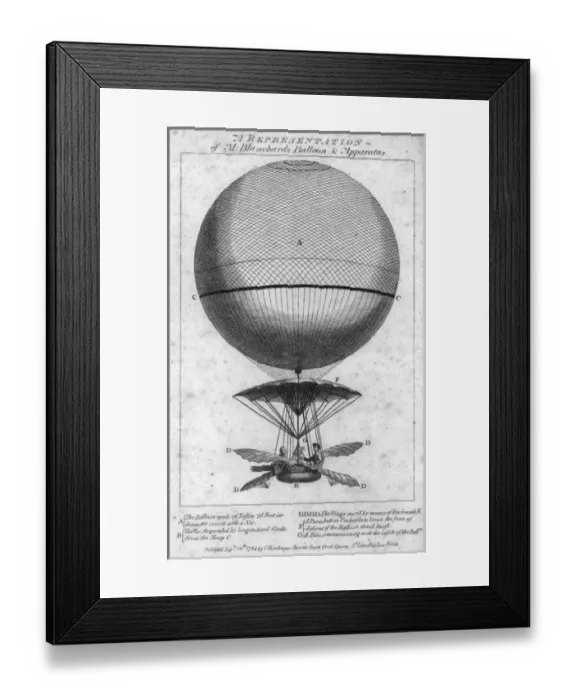 Framed Print : Plate from An Exact and Authentic Narrative of M Blanchard Framed Print : Plate from An Exact and Authentic Narrative of M Blanchard