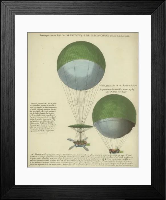 Framed Print : Balon Aerostatique de M Blanchard Framed Print : Balon Aerostatique de M Blanchard