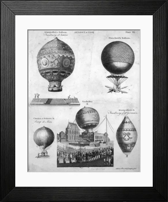Framed Print : Plate showing a number of different balloons Framed Print : Plate showing a number of different balloons