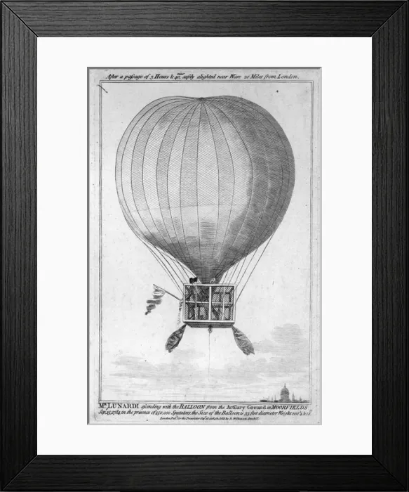 Framed Print : Lunardi ascending from the Artillery Ground Moorfields Framed Print : Lunardi ascending from the Artillery Ground Moorfields