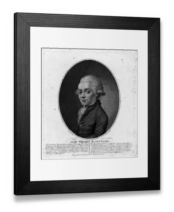 Framed Print : Portrait engraving of Jean Pierre Blanchard