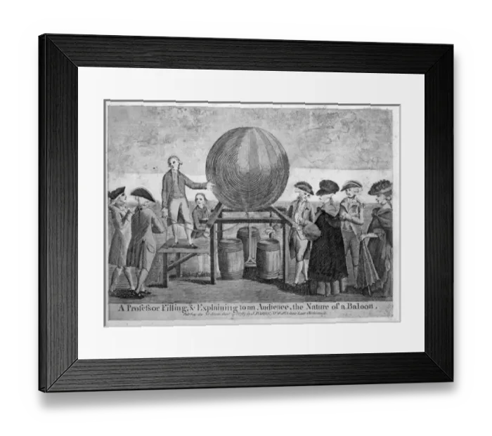 Framed Print : A professor explaining to an audience the nature of a balloo Framed Print : A professor explaining to an audience the nature of a balloo