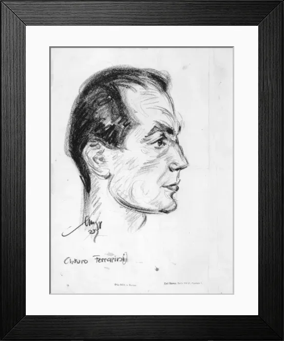 Framed Print : Capt Arturo Ferrarin drawn by Emil Stumpp Framed Print : Capt Arturo Ferrarin drawn by Emil Stumpp