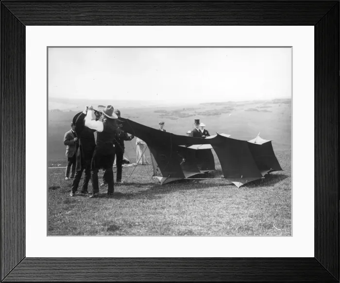 Framed Print : Samuel Cody adjusts his kite Framed Print : Samuel Cody adjusts his kite