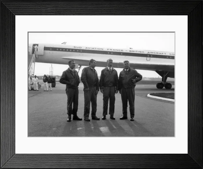 Framed Print : The French crew in Toulouse after Concordes first flight Framed Print : The French crew in Toulouse after Concordes first flight