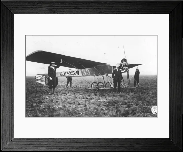 Framed Print : Robert Blackburn beside the Type B monoplane racing number Framed Print : Robert Blackburn beside the Type B monoplane racing number