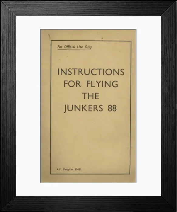 Framed Print : Front cover of Instructions for flying the Junkers 88 Framed Print : Front cover of Instructions for flying the Junkers 88