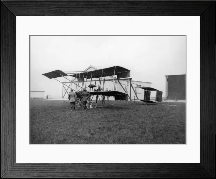 Framed Print : Farman biplane at Hendon in 1911 Framed Print : Farman biplane at Hendon in 1911