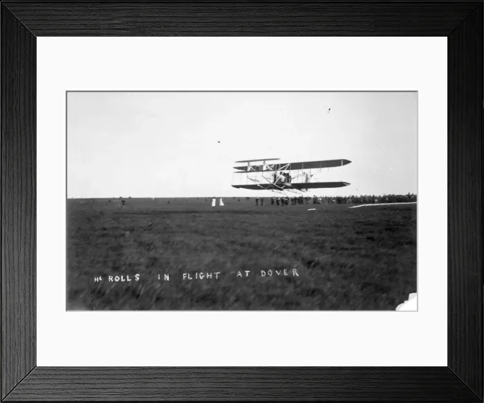 Framed Print : The Hon Charles Stewart Rolls flying a Short-Wright biplane Framed Print : The Hon Charles Stewart Rolls flying a Short-Wright biplane