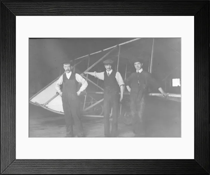 Framed Print : Alec Ogilvies mechanics with modified Short Wright biplane Framed Print : Alec Ogilvies mechanics with modified Short Wright biplane