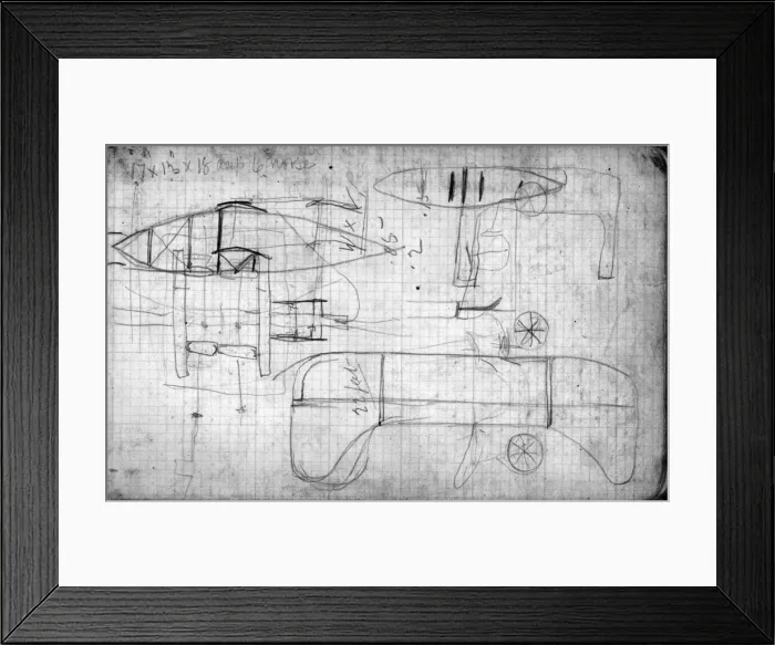 Framed Print : Horace Shorts notebook - sketches of Wright Flyer at Pau Framed Print : Horace Shorts notebook - sketches of Wright Flyer at Pau