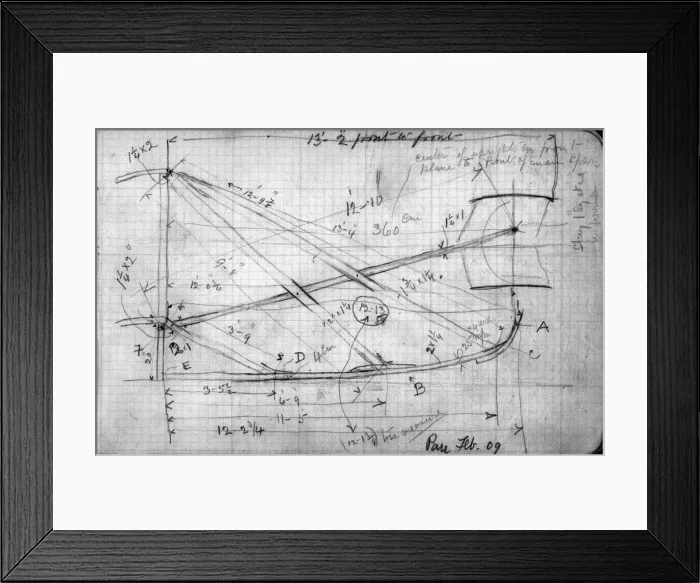 Framed Print : Horace Shorts notebook - sketches of Wright Flyer at Pau Framed Print : Horace Shorts notebook - sketches of Wright Flyer at Pau