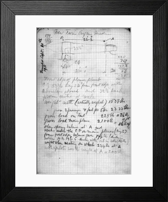 Framed Print : Horace Shorts notebook - sketches of Wright Flyer at Pau Framed Print : Horace Shorts notebook - sketches of Wright Flyer at Pau
