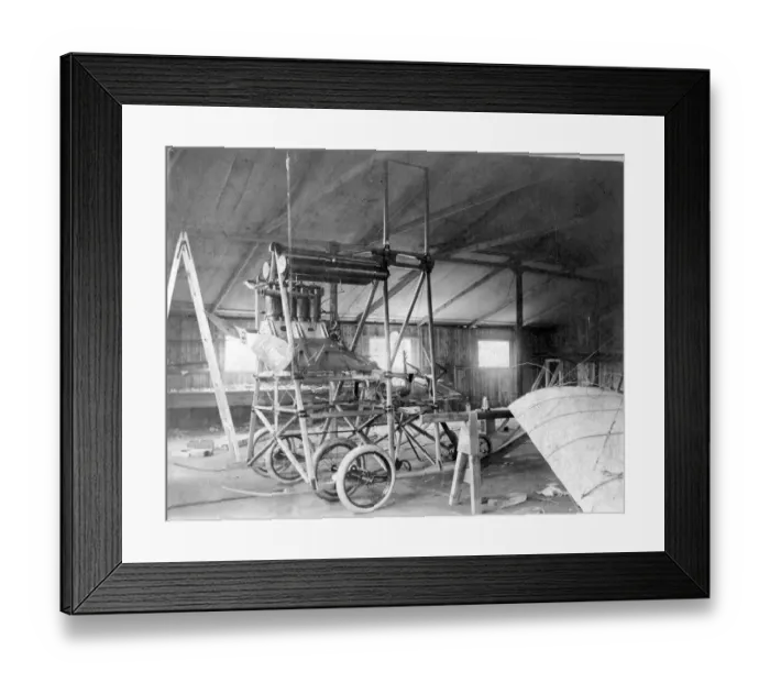 Framed Print : Dunne D6 in the shed of W E Gibson minus wings circa 1911 Framed Print : Dunne D6 in the shed of W E Gibson minus wings circa 1911