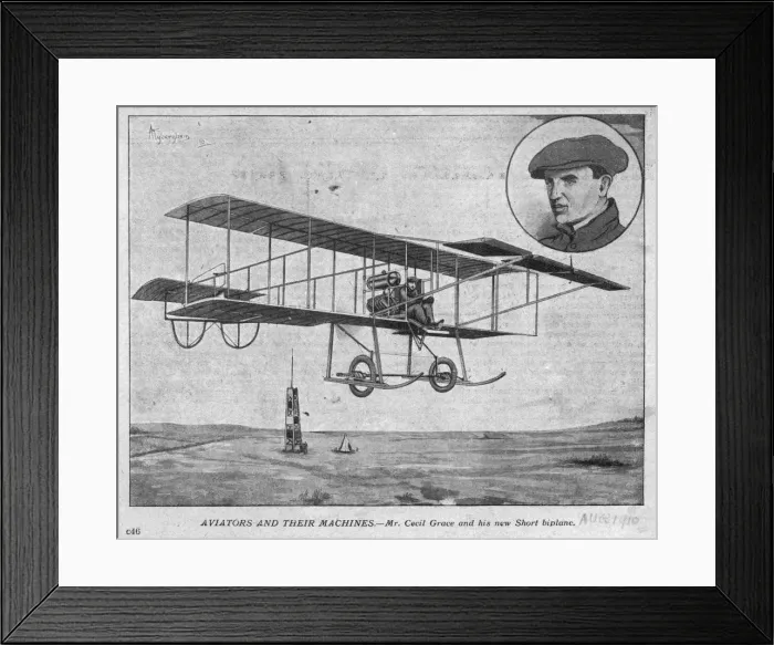 Framed Print : Cecil Grace and his new Short biplane Framed Print : Cecil Grace and his new Short biplane