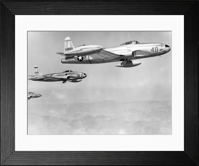 Framed Print : Three Lockheed F-80B-1-LO Shooting Stars including 45-8599 Framed Print : Three Lockheed F-80B-1-LO Shooting Stars including 45-8599