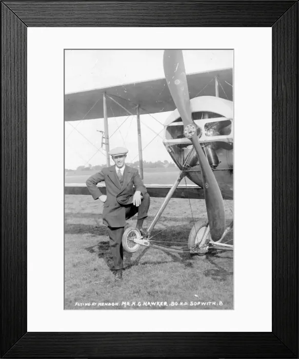 Framed Print : Harry George Hawker 1889-1921 with a Sopwith Tabloid Framed Print : Harry George Hawker 1889-1921 with a Sopwith Tabloid