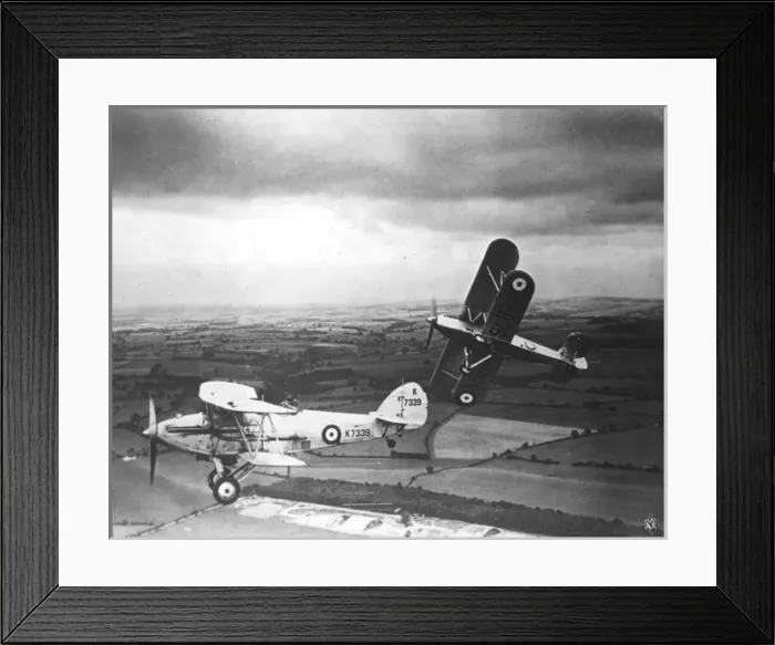 Framed Print : Hawker Fury K5676 makes a mock attack on Hawker Audax Framed Print : Hawker Fury K5676 makes a mock attack on Hawker Audax