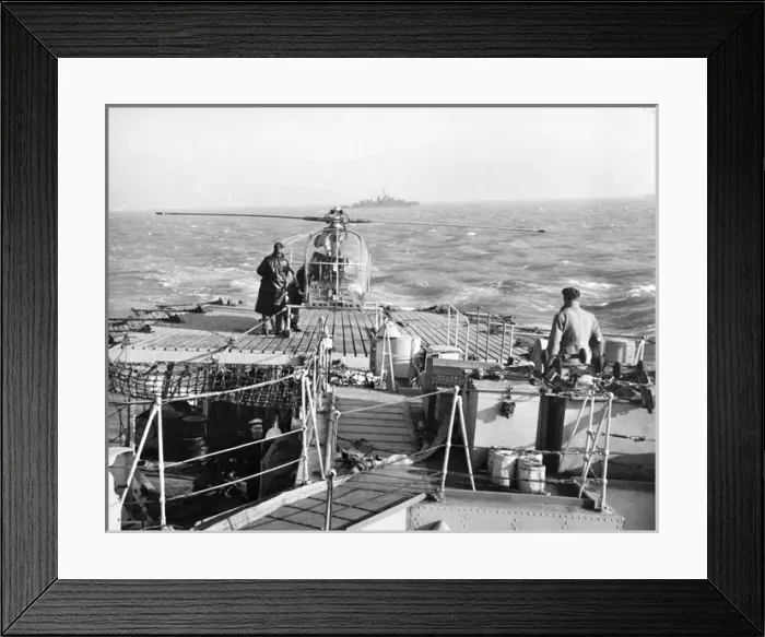 Framed Print : Fairey Ultra Light G-AOUJ on the platform of the frigate Framed Print : Fairey Ultra Light G-AOUJ on the platform of the frigate