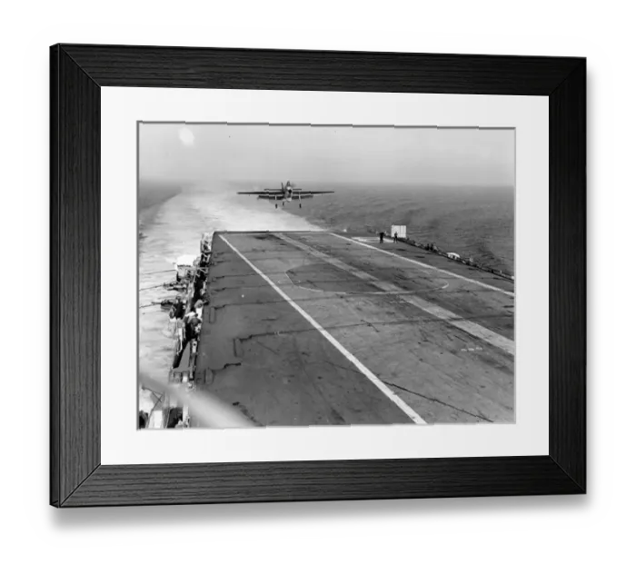 Framed Print : Short SB6 Seamew over the stern of an aircraft carrier Framed Print : Short SB6 Seamew over the stern of an aircraft carrier