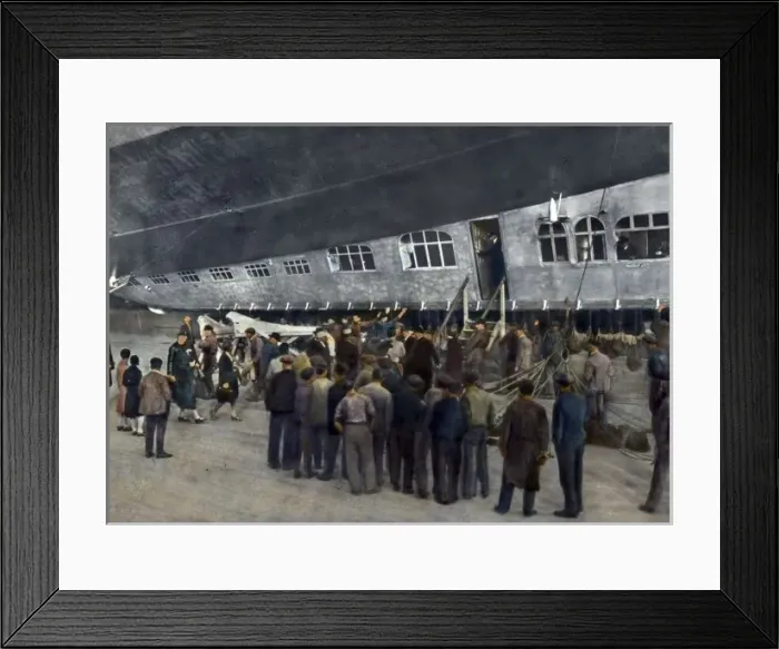 Framed Print : Passengers for the Graf Zeppelin LZ 127 colour tinted Framed Print : Passengers for the Graf Zeppelin LZ 127 colour tinted