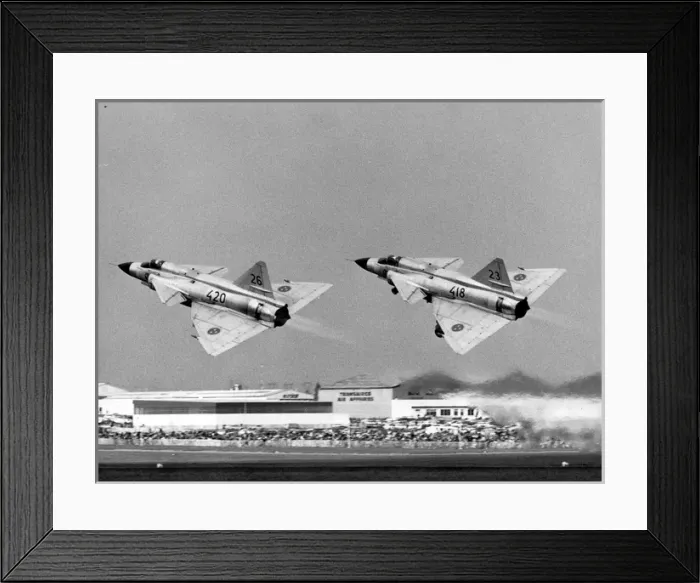 Framed Print : Two Saab JA37 Viggens Framed Print : Two Saab JA37 Viggens