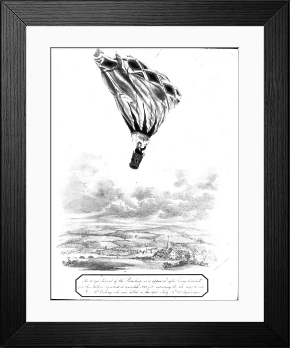 Framed Print : Cockings fatal parachute descent 24th July 1837 Framed Print : Cockings fatal parachute descent 24th July 1837