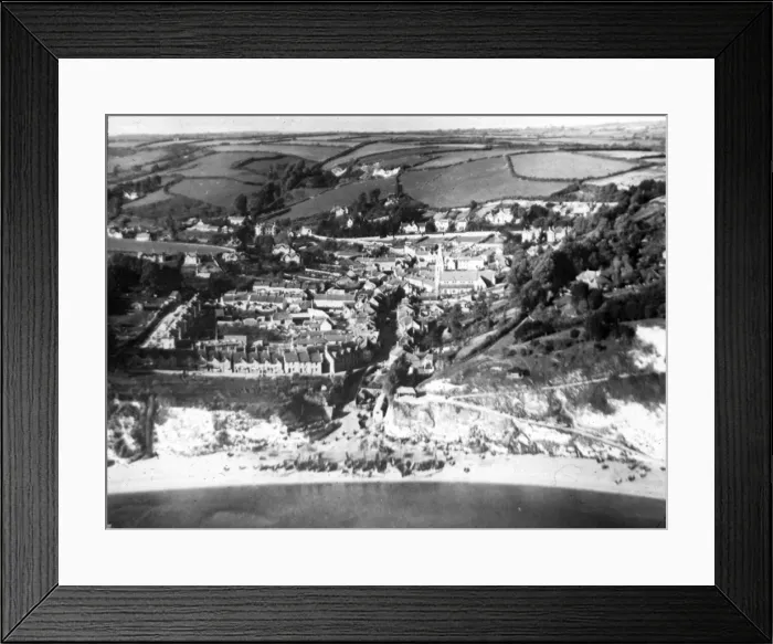 Framed Print : O E Simmonds aerial view of Beer Devon Framed Print : O E Simmonds aerial view of Beer Devon