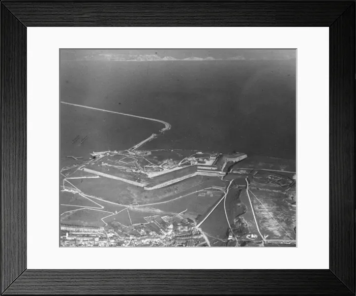 Framed Print : O E Simmonds aerial view of Portland quaries and prison Framed Print : O E Simmonds aerial view of Portland quaries and prison
