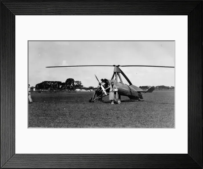 Framed Print : Gladys Batchelor in front of Albert Batchelors Cierva C30A Framed Print : Gladys Batchelor in front of Albert Batchelors Cierva C30A