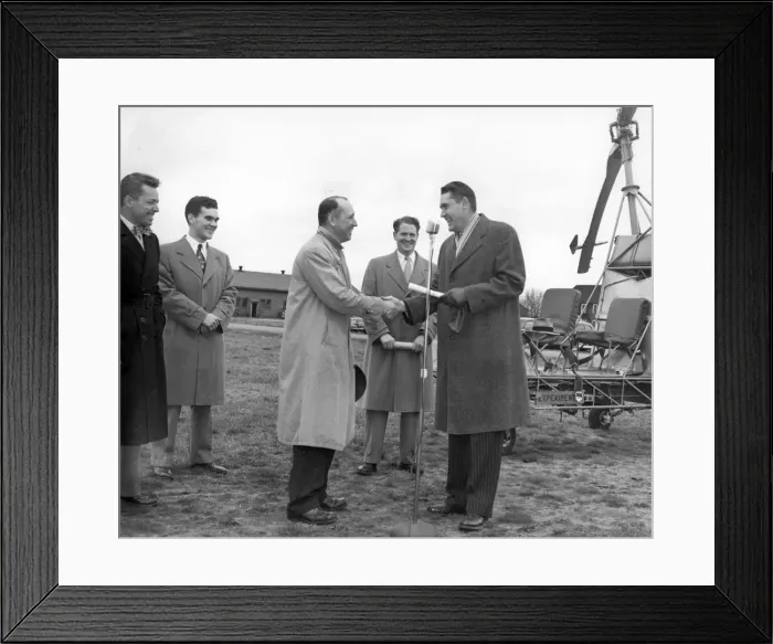 Framed Print : Charles H Kaman receiving the first Ca certificate Framed Print : Charles H Kaman receiving the first Ca certificate