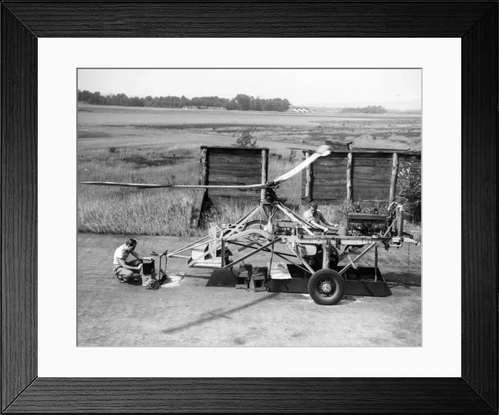 Framed Print : Kaman early rotor test rig circa 1945-46 Framed Print : Kaman early rotor test rig circa 1945-46