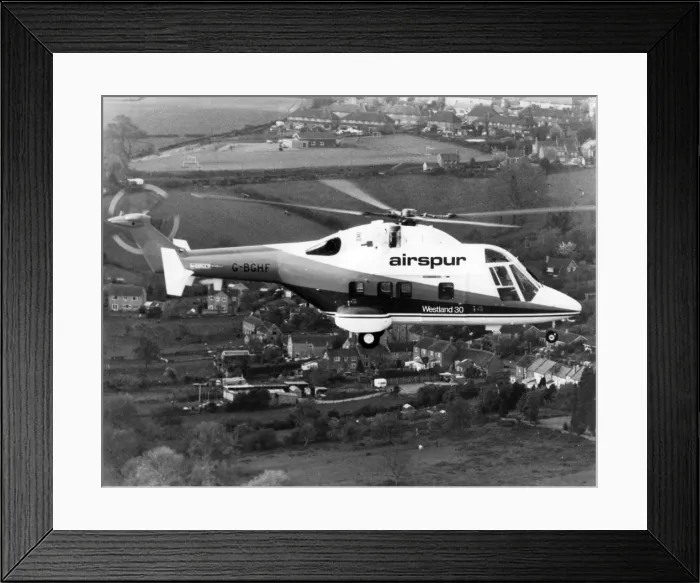 Framed Print : First prototype Westland 30 G-BGHF in Airspur markings Framed Print : First prototype Westland 30 G-BGHF in Airspur markings
