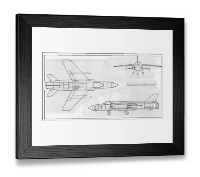 Framed Print : A three-view drawing of the Hawker Siddeley Gnat Mk2 Framed Print : A three-view drawing of the Hawker Siddeley Gnat Mk2