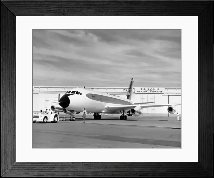 Framed Print : The first Convair 880 N801TW is rolled out of the Convair Framed Print : The first Convair 880 N801TW is rolled out of the Convair