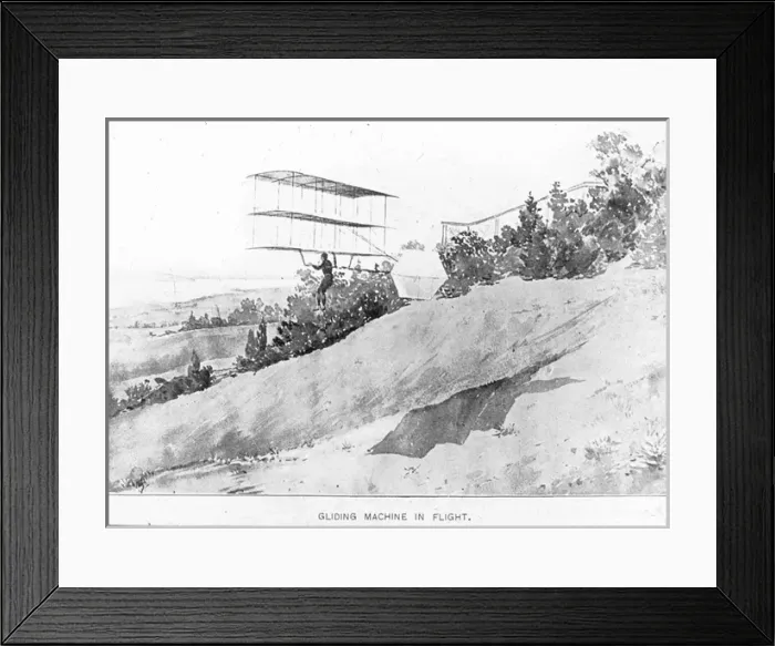 Framed Print : Chanute triplane glider (drawing) Framed Print : Chanute triplane glider (drawing)