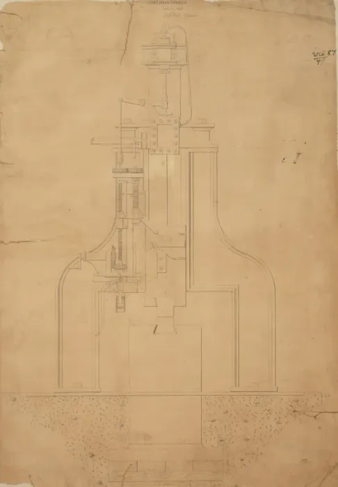 Framed Print : 10 cwt steam hammer, front elevation Framed Print : 10 cwt steam hammer, front elevation