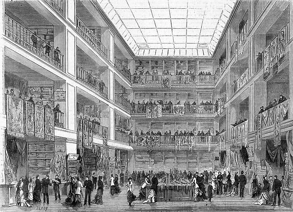 10101608. A busy scene at la Ville de Saint-Denis, Paris Date: 1880