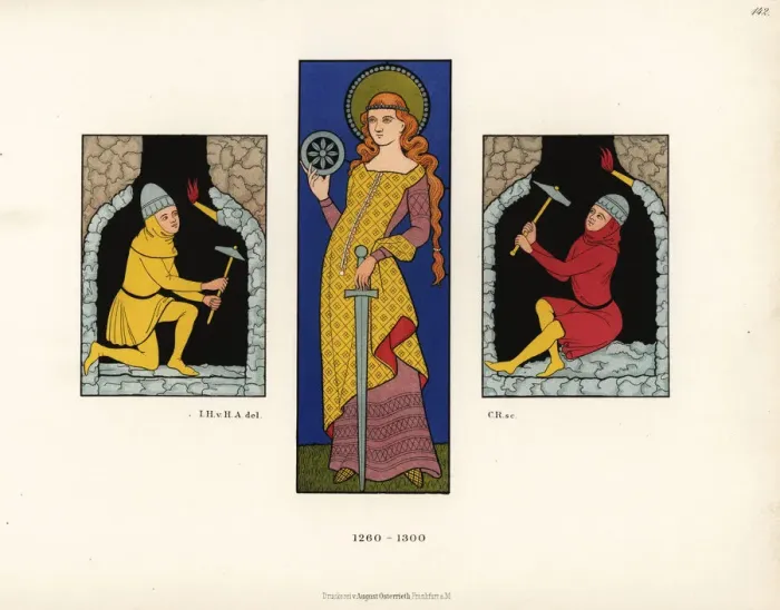 Framed Print : 13th century figures from stained-glass windows, Freiburg Framed Print : 13th century figures from stained-glass windows, Freiburg