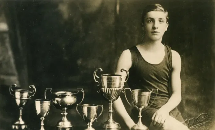 Framed Print : 14 year old swimming champion with six trophies Framed Print : 14 year old swimming champion with six trophies
