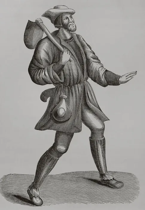 Framed Print : 15th century French peasant. Engraving Framed Print : 15th century French peasant. Engraving
