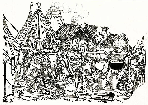 15th century German military camp scene