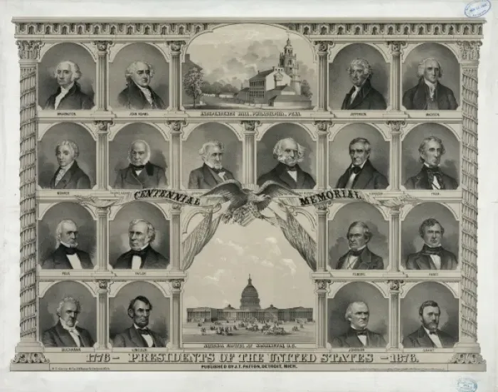 Framed Print : 1776 presidents of the United States - 1876 Framed Print : 1776 presidents of the United States - 1876